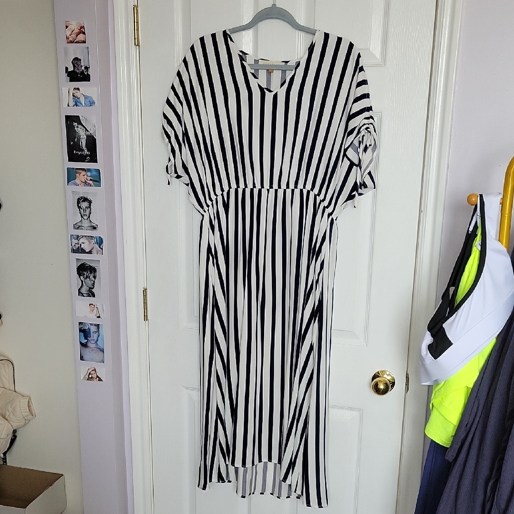 Navy and White Striped Dress